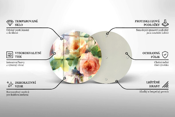 Chopping board glass Painted flowers