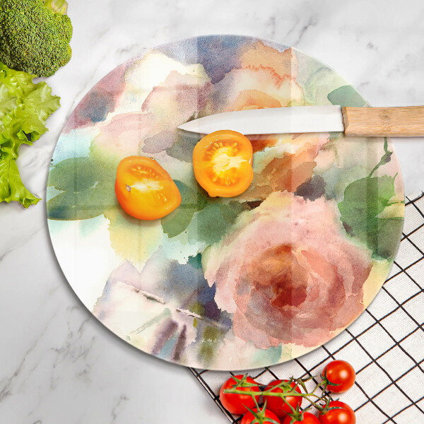 Chopping board glass Painted flowers
