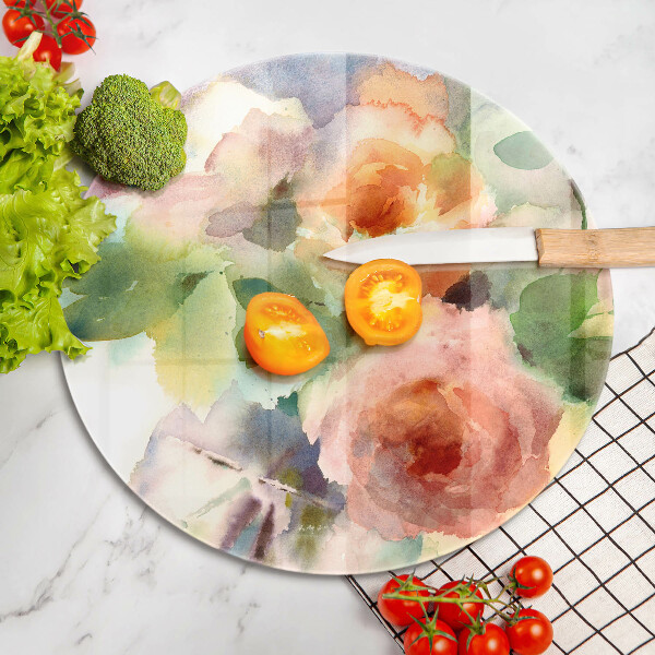 Chopping board glass Painted flowers