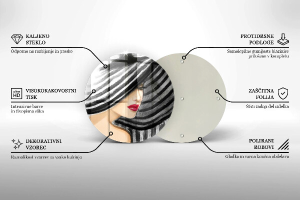 Chopping board glass A woman in a hat