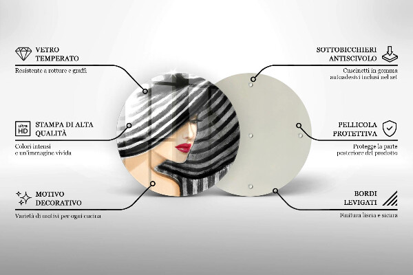 Chopping board glass A woman in a hat