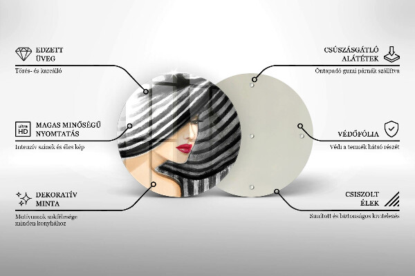 Chopping board glass A woman in a hat