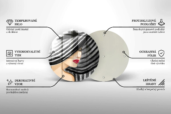 Chopping board glass A woman in a hat