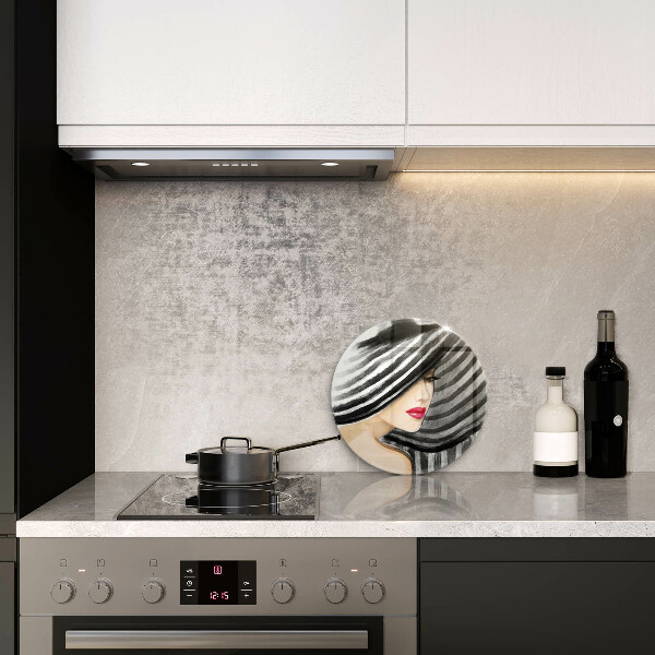 Chopping board glass A woman in a hat