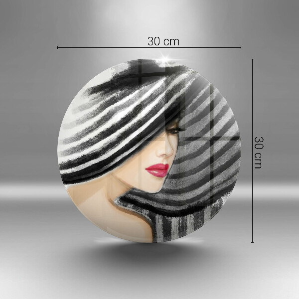 Chopping board glass A woman in a hat