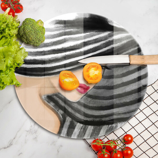 Chopping board glass A woman in a hat