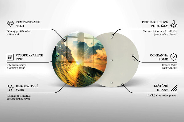 Chopping board glass Wave and sunset