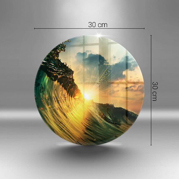 Chopping board glass Wave and sunset