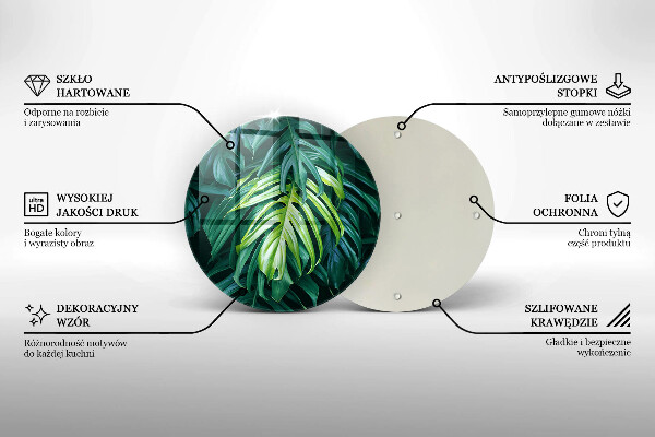 Chopping board glass Monstera wild leaves