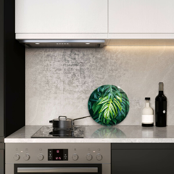 Chopping board glass Monstera wild leaves
