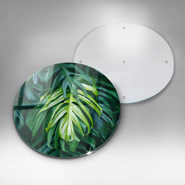 Chopping board glass Monstera wild leaves