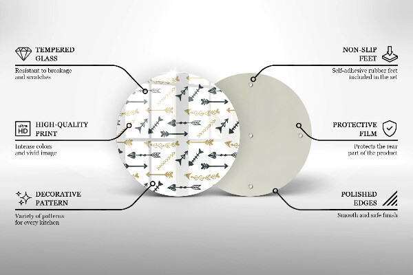 Chopping board glass Boho arrow pattern