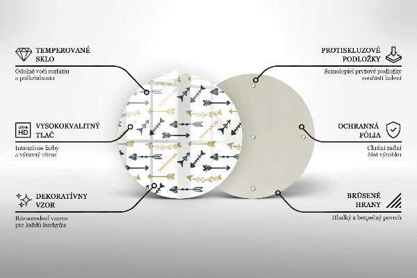 Chopping board glass Boho arrow pattern