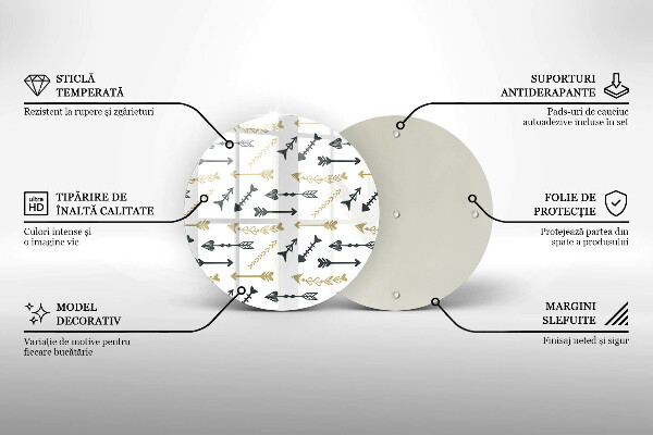 Chopping board glass Boho arrow pattern