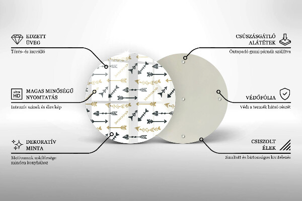 Chopping board glass Boho arrow pattern