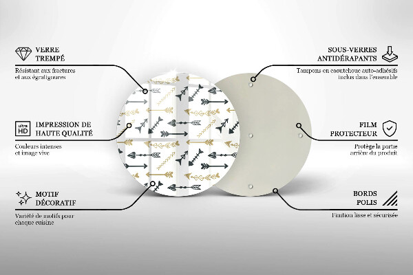 Chopping board glass Boho arrow pattern