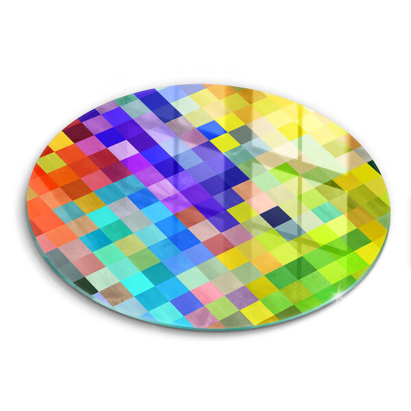 Chopping board glass Colorful squares pixels