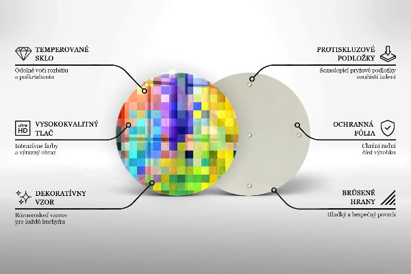 Chopping board glass Colorful squares pixels