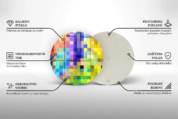 Chopping board glass Colorful squares pixels