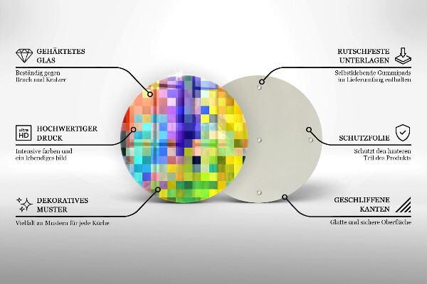 Chopping board glass Colorful squares pixels