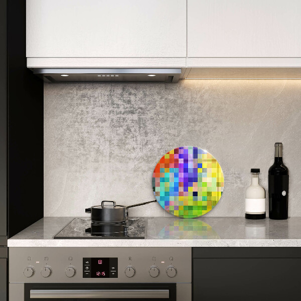 Chopping board glass Colorful squares pixels