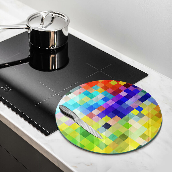Chopping board glass Colorful squares pixels