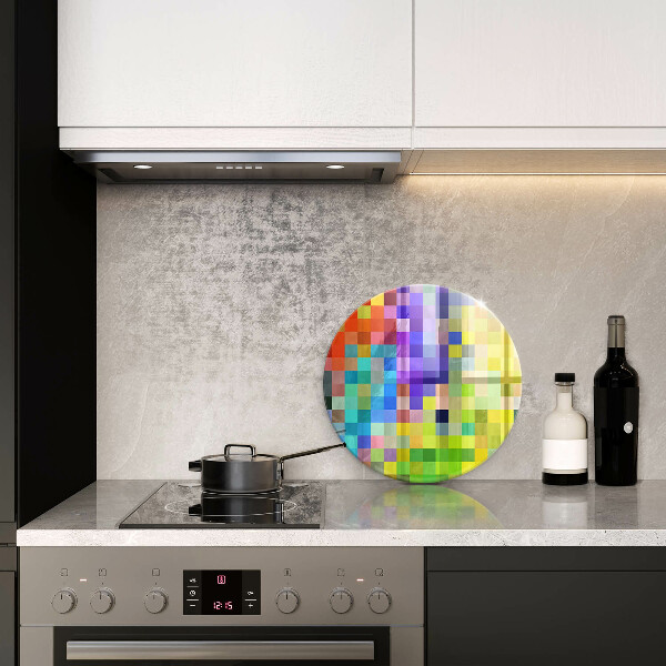 Chopping board glass Colorful squares pixels