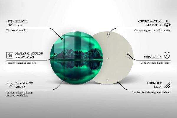 Chopping board glass Landscape of the aurora polar