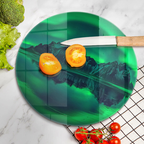 Chopping board glass Landscape of the aurora polar
