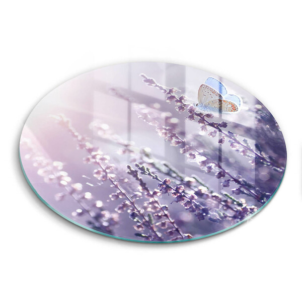 Chopping board glass Field flowers and butterfly