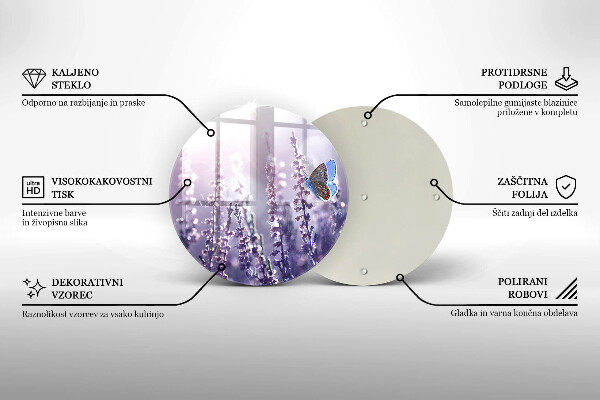Chopping board glass Field flowers and butterfly
