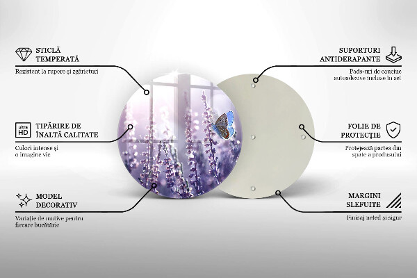 Chopping board glass Field flowers and butterfly