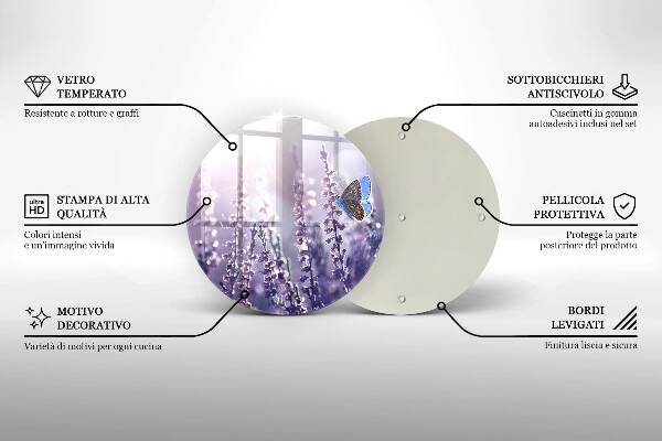Chopping board glass Field flowers and butterfly
