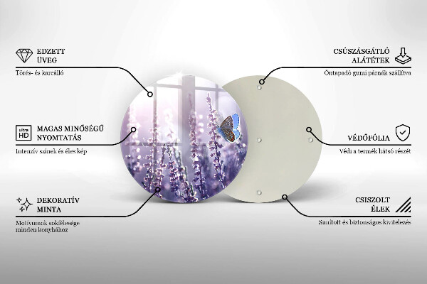 Chopping board glass Field flowers and butterfly