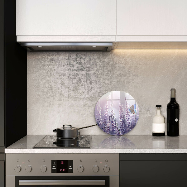 Chopping board glass Field flowers and butterfly