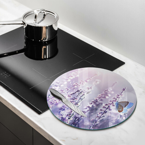 Chopping board glass Field flowers and butterfly