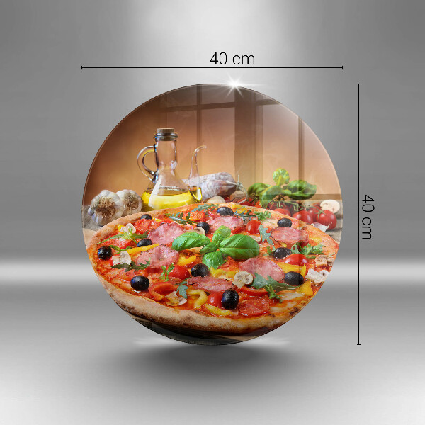 Chopping board glass Italian pizza