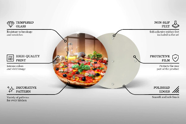 Chopping board glass Italian pizza
