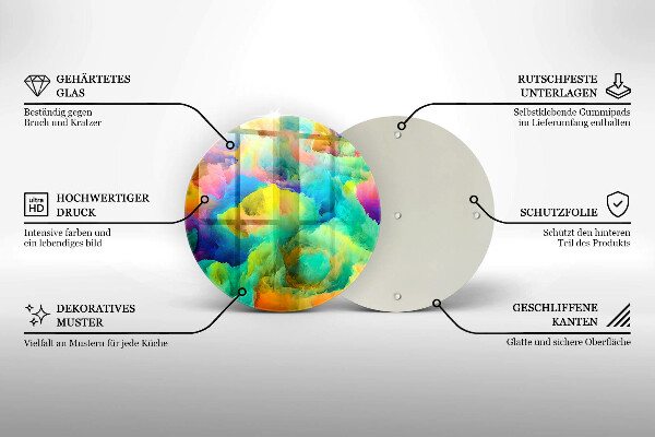 Chopping board glass Colorful abstraction