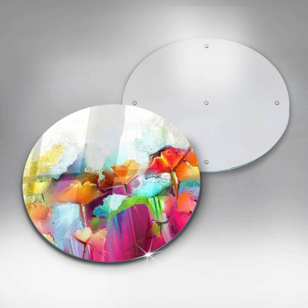 Chopping board glass Flowers painted with paints