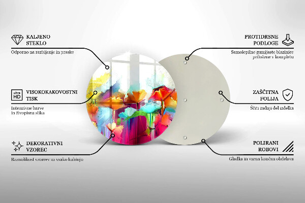 Chopping board glass Flowers painted with paints