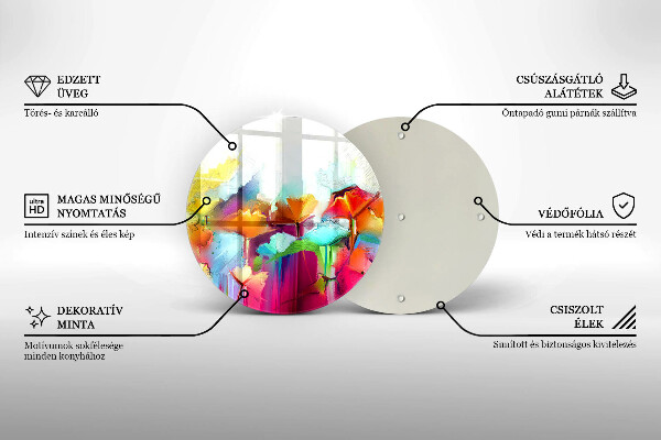 Chopping board glass Flowers painted with paints