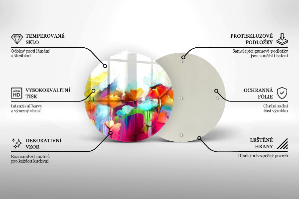 Chopping board glass Flowers painted with paints