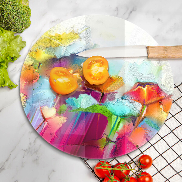 Chopping board glass Flowers painted with paints