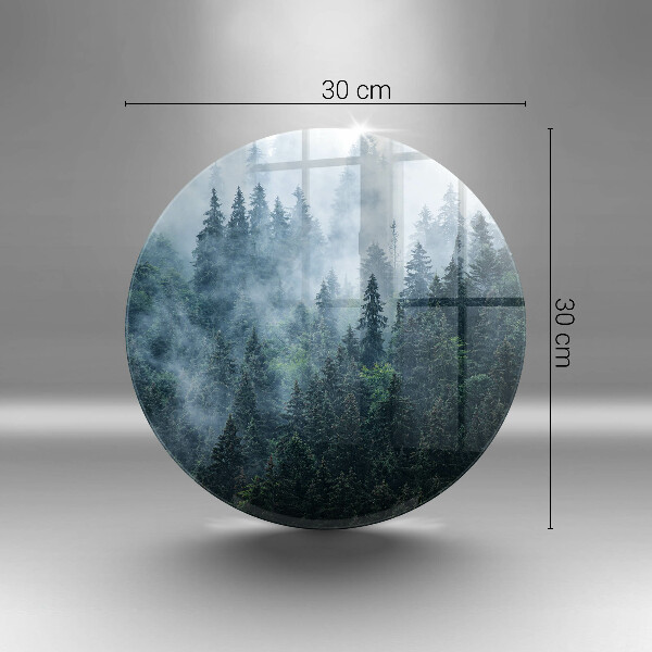 Chopping board glass Forest of trees and fog