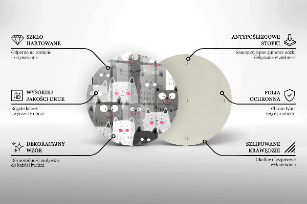 Chopping board glass Illustration of cats