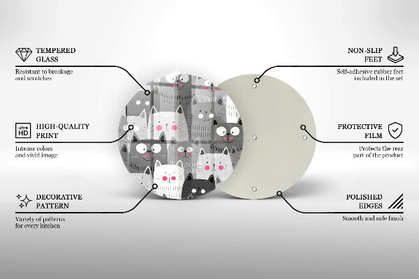 Chopping board glass Illustration of cats