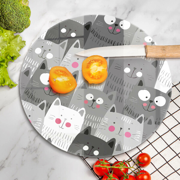 Chopping board glass Illustration of cats