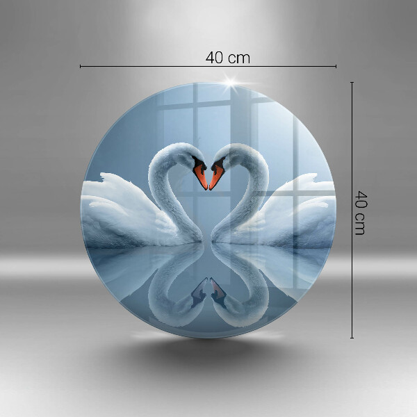 Chopping board glass Two swans heart