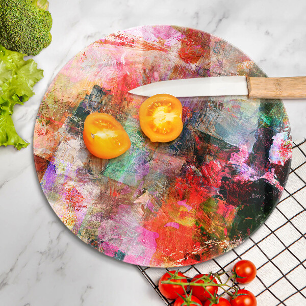 Chopping board glass Paint abstraction